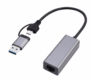 Gembird A-USB3AC-LAN-01 USB 3.1 + C tipo Gigabit tinklo adapteris, pilkos spalvos