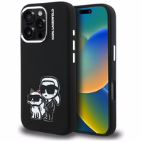 Karl Lagerfeld Silikoninis Karl&Choupette Sketch MagSafe Dėklas for iPhone 16 Pro Max - juodas