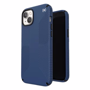 Speck Presidio2 Grip case for iPhone 15 Plus / 14 Plus, with non-slip grip, Coastal Blue / Black / White