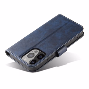 Magnetinis dėklas Samsung Galaxy S23+ su atverčiamu piniginės dangteliu ir stovu mėlyna