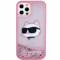 Karl Lagerfeld KLHCP12MLNCHCP iPhone 12/12 Pro 6.1" rožinis/rožinis kietas dėklas Blizgantis Choupette Galva