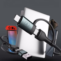 3mk Hyper Cable N-SERIES 2 in 2 USB-A / USB-C ir USB-C / Lightning 1,2 m QC 3.0 9V/2A 60W - juodas