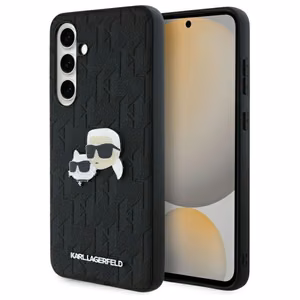 Karl Lagerfeld KLHCS24FEPGKLKCPK Sam S24 FE S721 juodas/juodas kietas dėklas Monograma Karl&Chaoupette Galvos Ženklelis