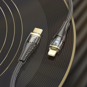 Kabelis USB C į Lightning Hoco PD 27W 1,2 m U121 juodas permatomas