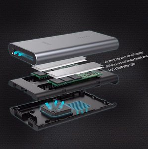 UNITEK S1206A SolidForce USB-C – PCIe/NVMe M.2 SSD, 10 Gbps, dviguba įdėkla su kopijos funkcija