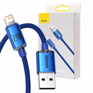 Кабель Baseus Crystal Shine USB на Lightning, 2.4A, 1.2м (синий)