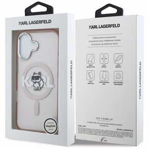 KARL LAGERFELD dėklas telefonui IPHONE 17 su MagSafe suderintas (IML Choupette eskizo logotipu) - rožinis