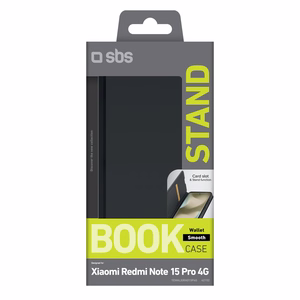 Wallet smooth Xiaomi Redmi Note 15 Pro 4G, juodas