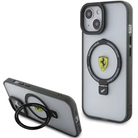 Ferrari žiedo stovo 2023 kolekcijos magnetinis dėklas telefonui iPhone 15 Plus / 14 Plus - juodas