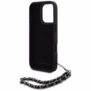 Karl Lagerfeld Saffiano Crystals su grandine dėklas telefonui iPhone 16 Pro - juodas
