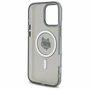 Karl Lagerfeld IML Metalinis Choupette Head Magnetinis dėklas telefonui iPhone 16 Pro - juodas