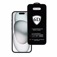 Tel Protect Pilnai klijuojamas 6D Apsauginis stiklas IPHONE 15 juodas