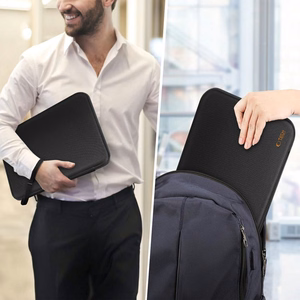 Tech-Protect Hardpouch dėklas 15-16 colių nešiojamam kompiuteriui juodas ir oranžinis