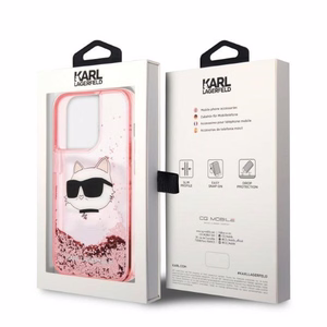 Karl Lagerfeld KLHCP14LLNCHCP iPhone 14 Pro 6.1" kietasis dėklas rožinis/rožinis Blizgus Choupette Head