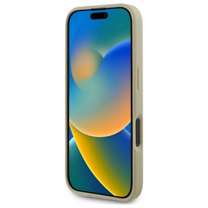 Guess Saffiano bijūno klasikinio logotipo magnetinis dėklas telefonui iPhone 16 - auksinė