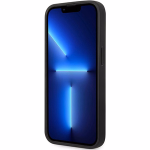 Dėklas telefonui BMW BMHCP14L22RQDK iPhone 14 Pro 6.1 - juodas odinis klostuotas raštas