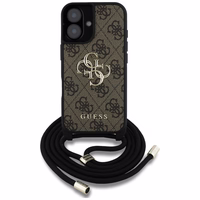 Guess 4G Big Logo Cord Stap dėklas telefonui iPhone 16 - rudas