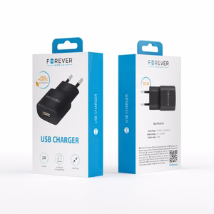 Forever TC-01 įkroviklis 1x USB 2A juodas
