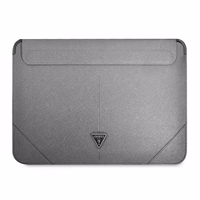 Guess Saffiano Triangle Logo dėklas 16" nešiojamam kompiuteriui - sidabrinis