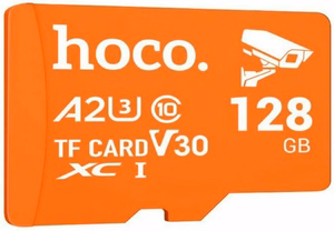 Atminties kortelė „microSD“, 128 GB, klasė 10, UH-1, U3, V30, A2, „Hoco“, oranžinė