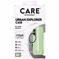CARE by PanzerGlass Flagship Urban Explorer dėklas su juodu MagSafe iPhone 17 - permatomas