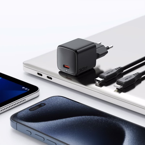Acefast A118 30W GaN USB-C tinklo įkroviklis su 1.2m USB-C į Lightning laidu - juodas