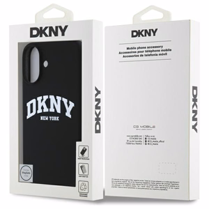 DKNY silikoninis baltas su logotipu Magnetinis dėklas telefonui iPhone 16 - juodas