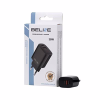 Beline Tinklo įkroviklis 1x USB-C + 1x USB 30W juoda (tik galvutė) PD 3.0 + QC 3.0 BLN2CB30 GaN