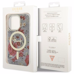 Guess GUHMP14LHCFWSA iPhone 14 Pro 6.1" žalias/žalias kietas dėklas Gėlės MagSafe