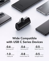 VEGER išorinė baterija 5000 mAh su įmontuotu jungtimi Type C PlugOn PD QC3.0 3A 20W W0558 juoda