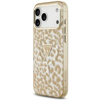 Guess leopardinis blizgus magnetinis dėklas telefonui iPhone 17 Pro rudas