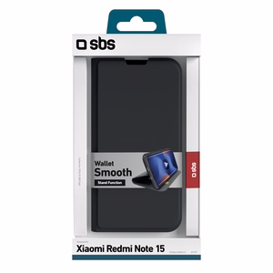 SBS Wallet Smooth dėklas Xiaomi Redmi Note 15 with Flip - juodas