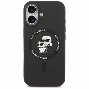 Dėklas Karl Lagerfeld Liquid Silicone Karl and Choupette MagSafe Apple iPhone 17 juodas