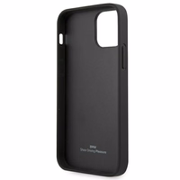 BMW odinis dėklas su lenkta perforacija iPhone 12 Pro Max - juodas