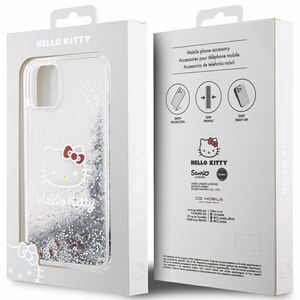 Hello Kitty skystas blizgučių žavesio katės galvos dėklas telefonui iPhone 11 / Xr - sidabrinis