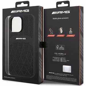 AMG AMHMP14XOSDBK iPhone 14 Pro Max 6.7" juodas/juodas kietas odinis dėklas su išlenktomis linijomis MagSafe