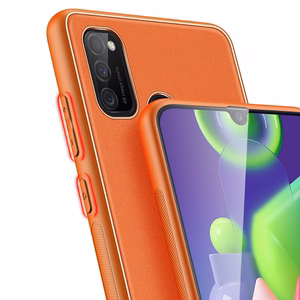 Dux Ducis Yolo elegantiškas dėklas iš minkšto TPU ir PU odos skirtas Samsung Galaxy M30s oranžinis