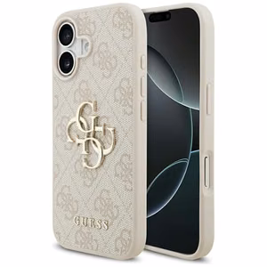 Dėklas Guess PU 4G Metal Logo Apple iPhone 17 rožinis