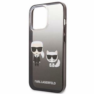 Karl Lagerfeld Gradient Ikonik Karl&Choupette dėklas iPhone 13 Pro / iPhone 13 – juodas