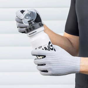 Rockbros Breathable Full Finger Cycling Gloves, Size: M - Gray