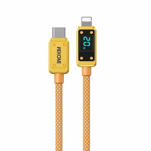 WEKOME WDC-08 Vanguard Series USB-C–Lightning įkrovimo ir duomenų laidas, 1 m, PD 20 W, aukso spalvos