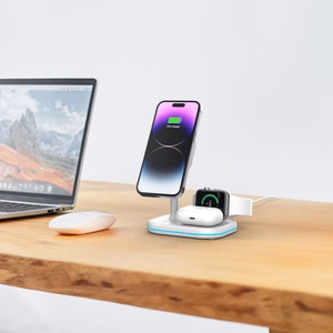 Tech-Protect QI15W-A27 3-in-1 indukcinis įkroviklis su MagSafe stovu išmaniajam telefonui / Apple Watch / AirPods - baltas