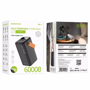 Išorinė baterija Power Bank Borofone BJ66B 22.5W+PD20W 60000mAh juoda