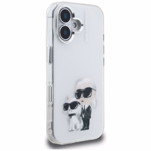 Karl Lagerfeld IML Aquarelle Karl & Choupette & Logo iPhone 16 deklas - baltas