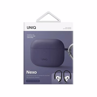 Uniq Nexo dėklas AirPods Pro 2 + ausų kabliukai - violetinė