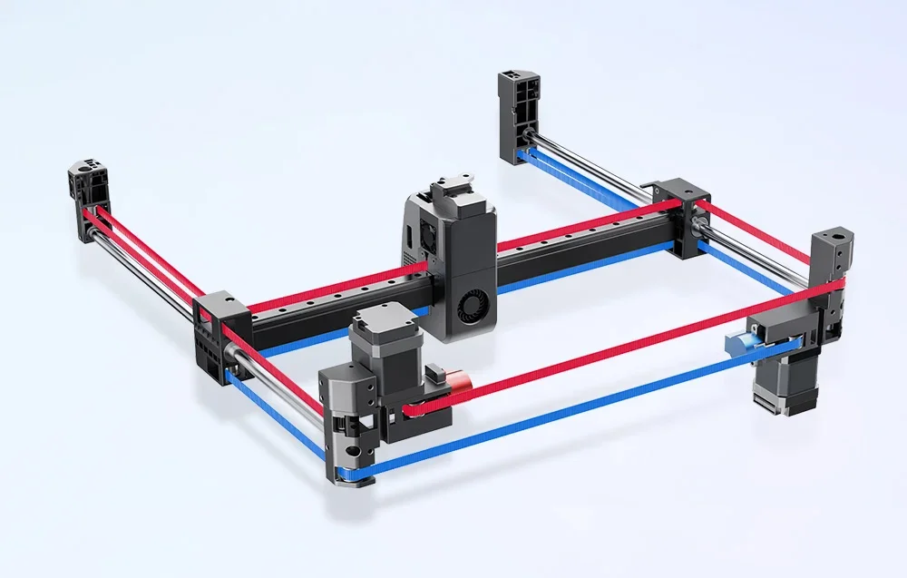 Creality K2 Plus gijos pjovimo ir diržų įtempimo funkcijos