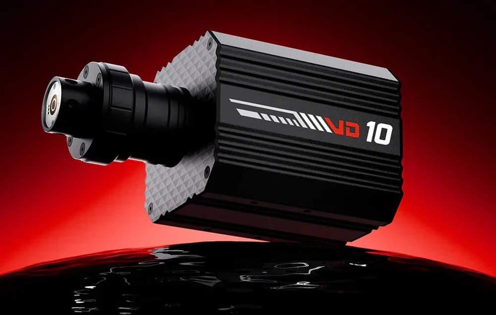 Juoda VD10 vairo bazė ant juodo ir raudono fono.