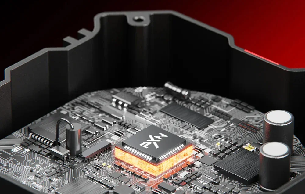 Vairo bazės vidinių komponentų vaizdas iš arti.