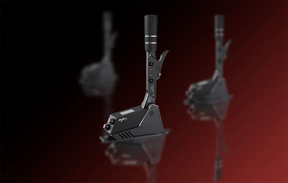 PXN gearbox shown with various fuzzy copies in the background, showing the full profile of the unit