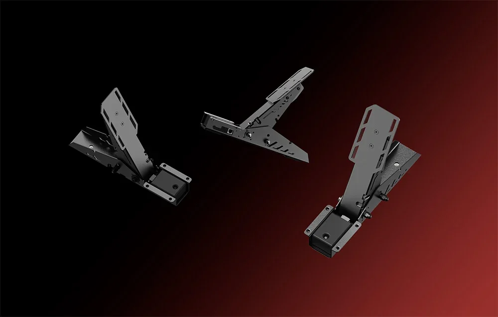 PXN clutch pedal with adjustable plate and metal base with reflection on mirrored surface